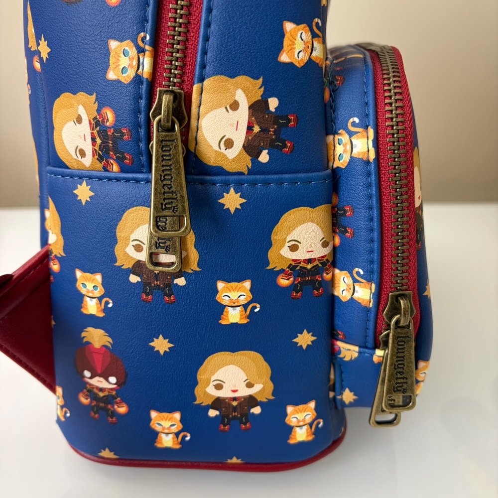 EUC Loungefly Marvel Captain Marvel Mini Backpack Chibi Goose Cat Flerken - Picture 6 of 11